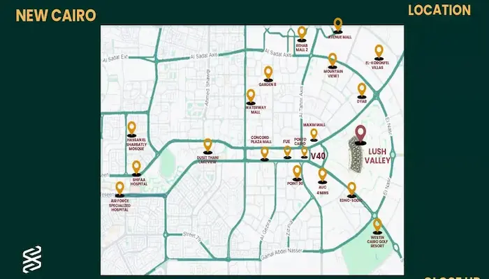 Location of Lush Valley New Cairo Compound